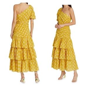 Veronica Beard Virginia sun multi one shoulder midi cottage core summer dress